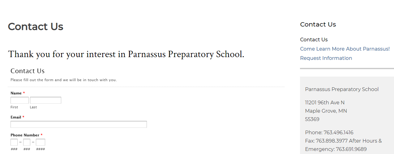 Optimize Contact Information in Charter School Website