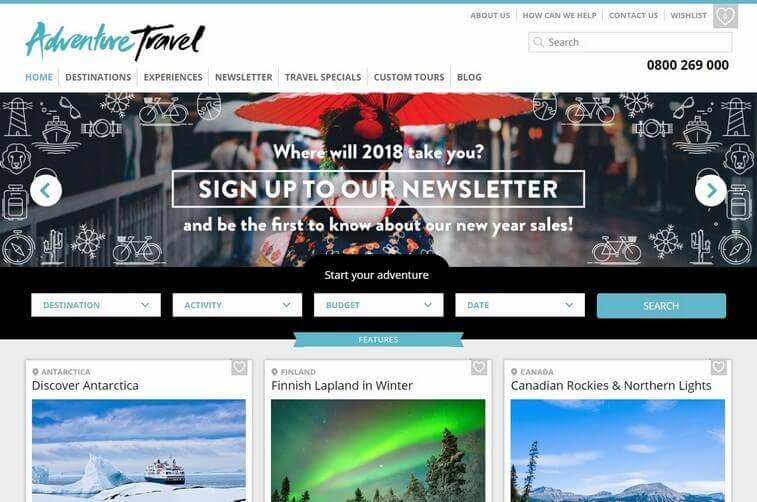 Travel website design and Tourism Website Design Ideas (Adventure Travel) - ColorWhistle