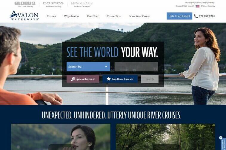 Travel website design  and Tourism Cruise Booking Website Design Ideas (Avalon) - ColorWhistle