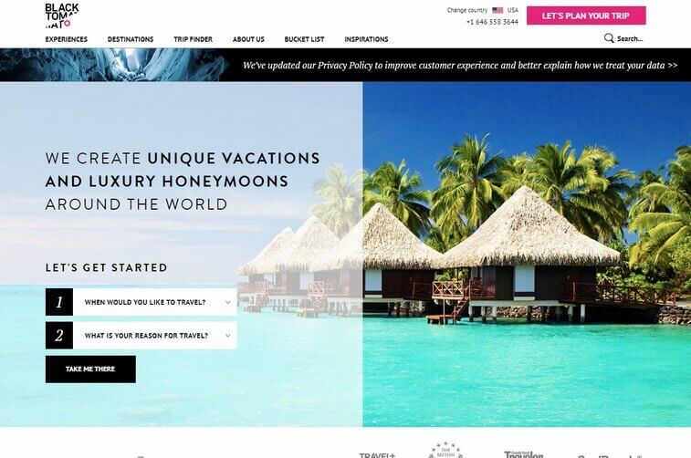 Travel  website design and Tourism Booking Website Design Ideas (Black Tomato) - ColorWhistle