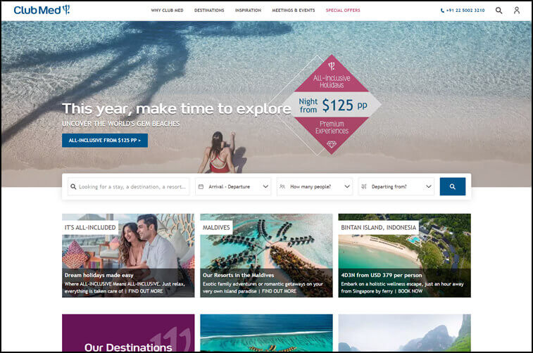 Travel website design and Tourism Package Website Design Ideas (Club Med) - ColorWhistle