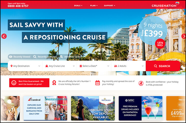 Travel website design  and Tourism Cruise Booking Web Design Ideas - ColorWhistle