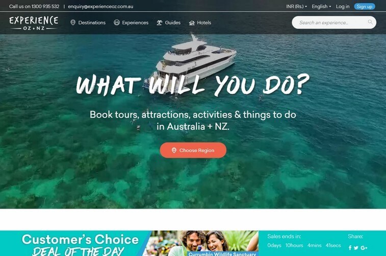 Travel website design and Tourism Website Design Ideas (Experience OZ) - ColorWhistle