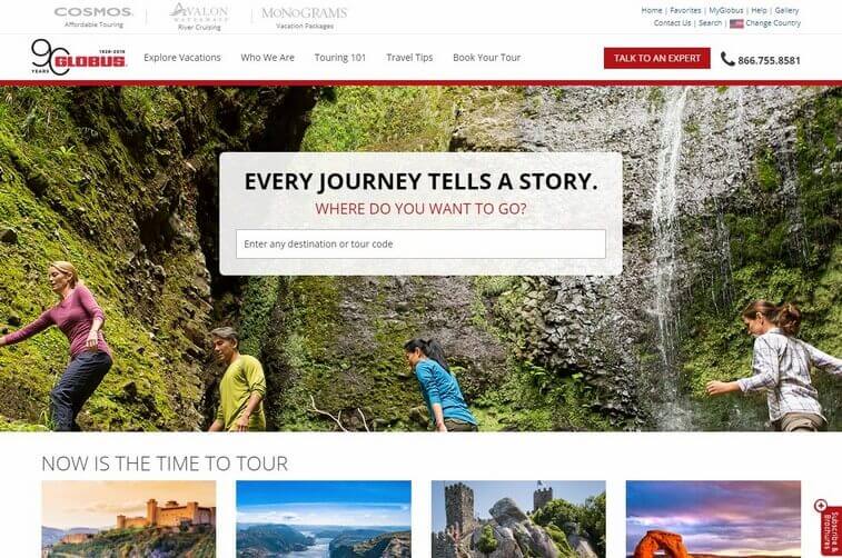 Travel website design and Tourism Booking Website Design Ideas (Globus) - ColorWhistle