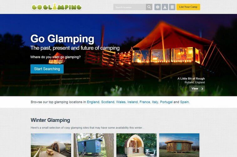Travel website design and Tourism Package Website Design Ideas (Glamping) - ColorWhistle