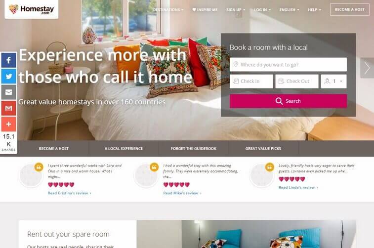 Travel website design and Tourism Booking Website Design Ideas (Homestay) - ColorWhistle