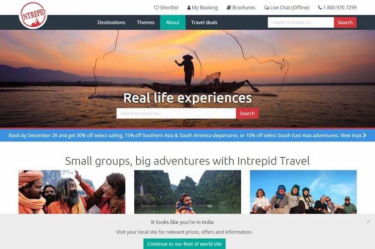 Travel website design and Tourism Booking Website Design Ideas (Intrepid) - ColorWhistle