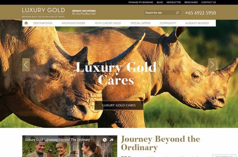 Travel website design and Tourism Website Design Ideas (Luxury Gold) - ColorWhistle