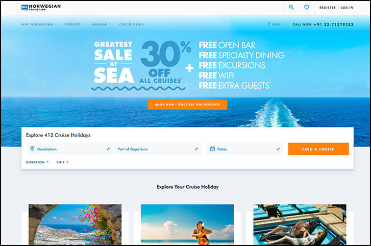 Travel website design  and Tourism Cruise Booking Web Design - ColorWhistle