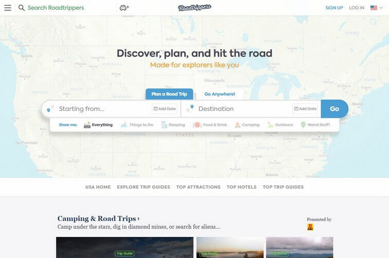 Travel Website Design and Tourism Booking Website Design Ideas (Road Trippers) - ColorWhistle