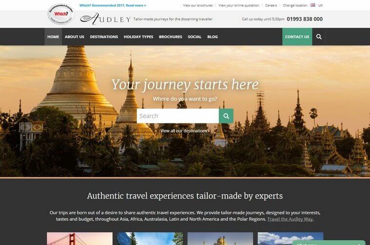 Travel website design and Tourism Booking Website Development Ideas (Audley) - ColorWhistle
