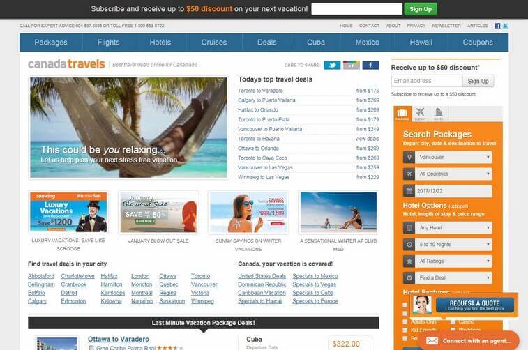 Travel Website Design and Tourism Booking Website Development Ideas (Canada) - ColorWhistle