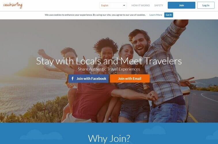 Travel Website Design and Tourism Booking Website Ideas (Couchsurfing) - ColorWhistle