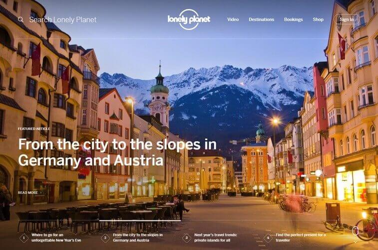 Travel website design and Tourism Planning Website Design Inspirations (Lonely Planet) - ColorWhistle
