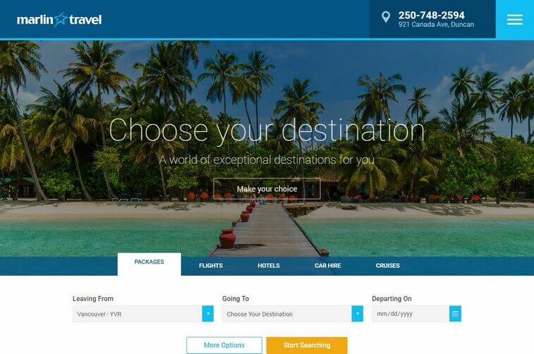 Travel Website Design and Tourism Booking Website Development Ideas (Marlin) - ColorWhistle