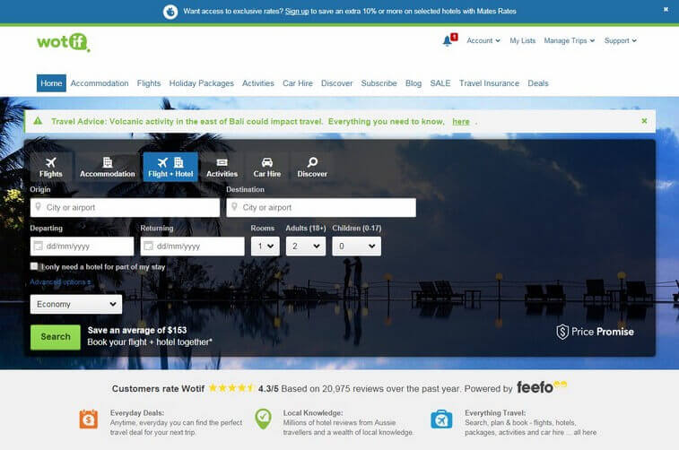Travel website design and Tourism Booking Website Development Ideas (Wotif) - ColorWhistle
