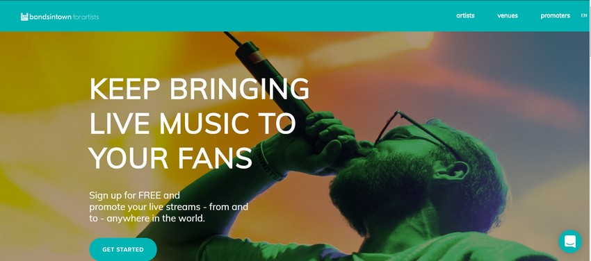 artists.bandsintown.com - website live streaming services company in united states