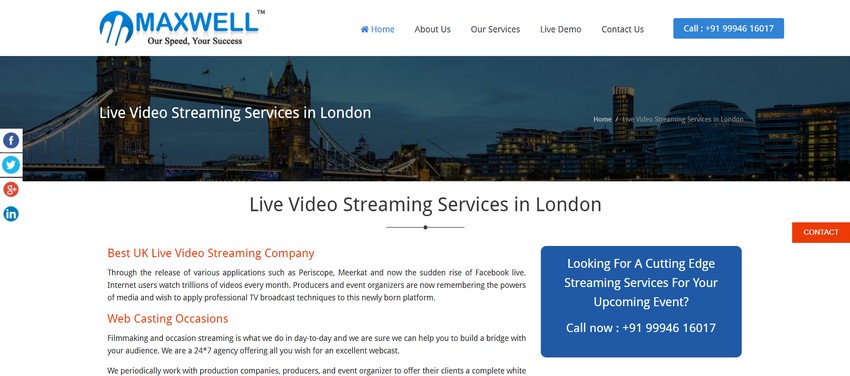 maxwellstreaming - website live streaming services company in united kingdom