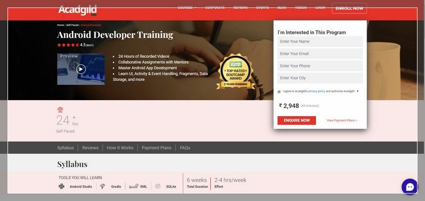 acadgild.com - online Mobile app development training website design ideas and inspirations
