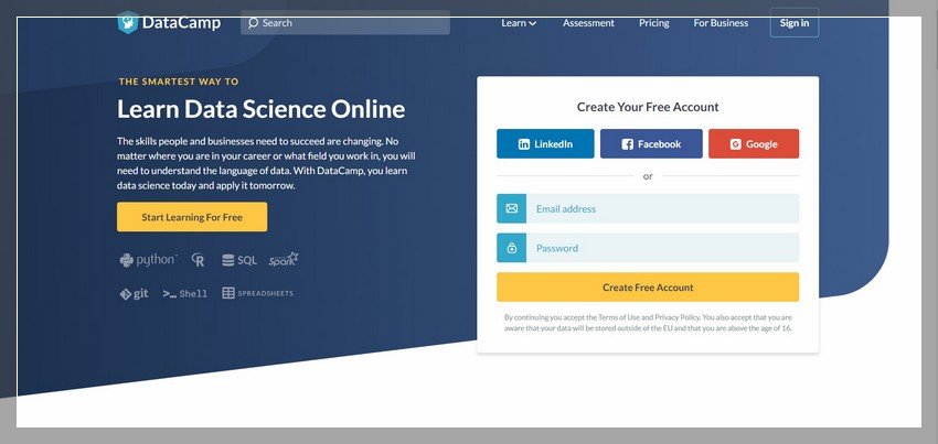 datacamp.com - online data science training website design ideas and inspirations