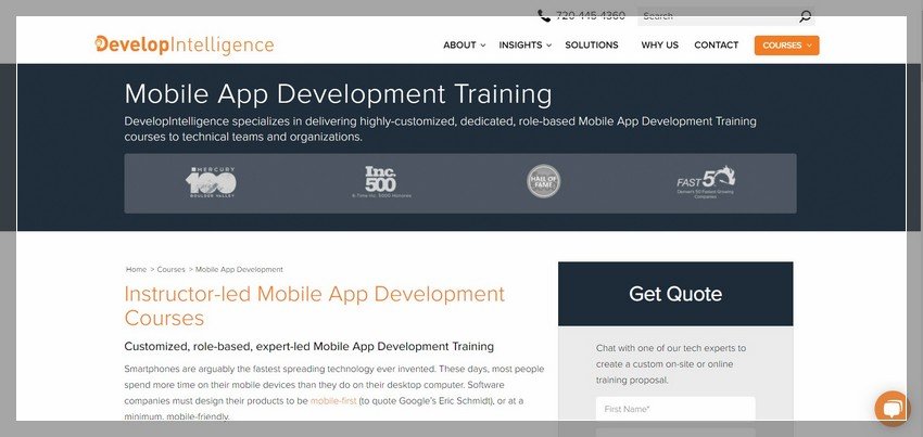 developintelligence.com - online Mobile app development training website design ideas and inspirations