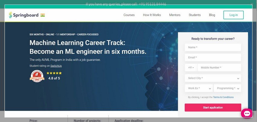 in.springboard.com - online Applied AI training website design ideas and inspirations