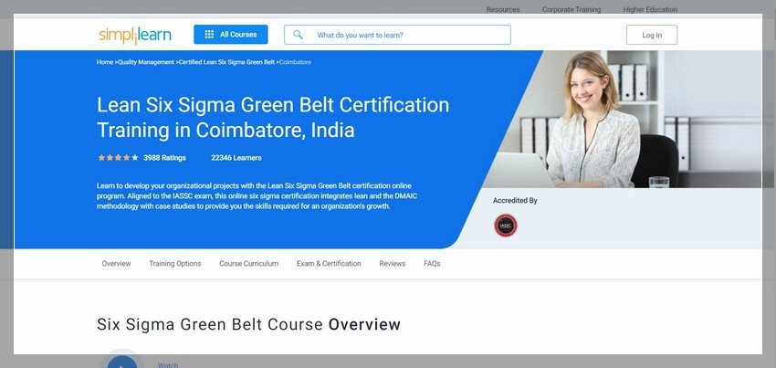 simplilearn.com - online lean six sigma training website design ideas and inspirations