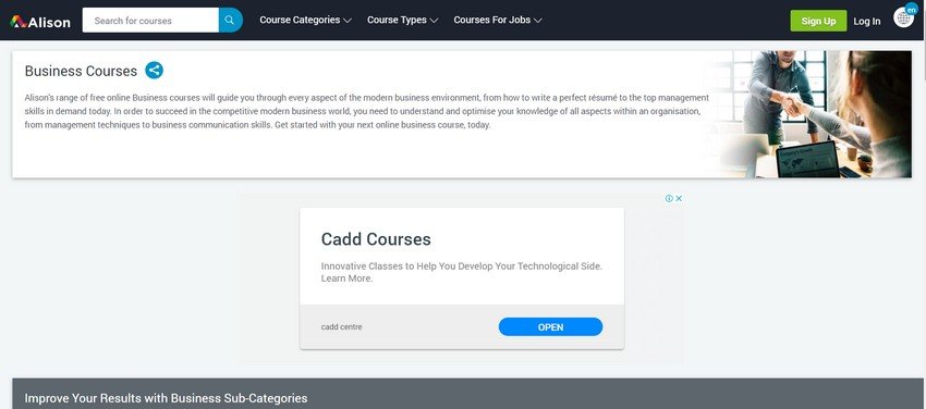 alison - online business management training website design ideas and inspirations