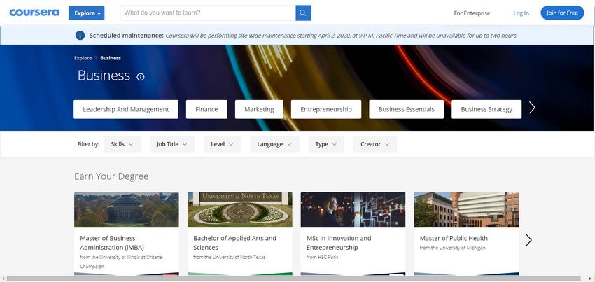 coursera.org - online business management training website design ideas and inspirations