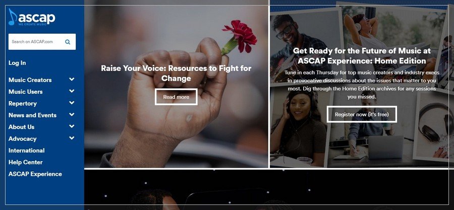 ASCAP Membership Website Inspiration