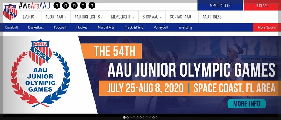 Amateur Athletic Union Membership Website Inspiration