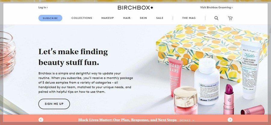 Birchbox Membership Website Inspiration