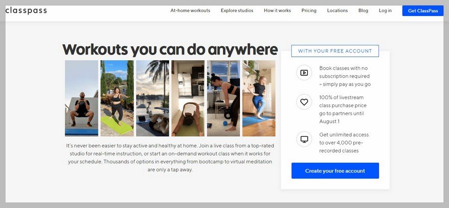 ClassPass Membership Website Inspiration