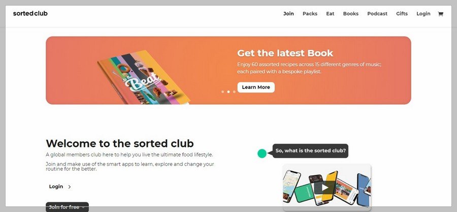 Sorted Club Membership Website Inspiration