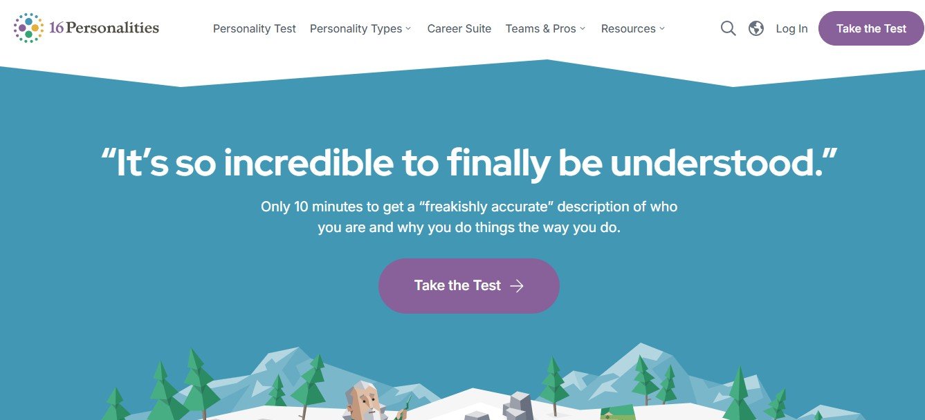 Online Course Membership Website Design Examples (16personalities) - ColorWhistle