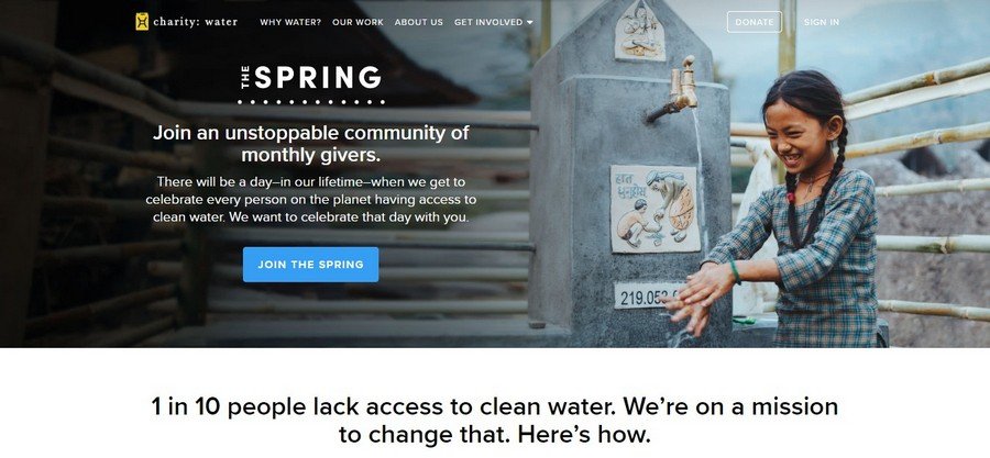 Charity : Water - Small Business Website Design Ideas 3
