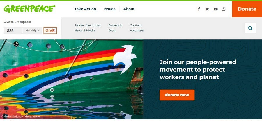 Greenpeace - Small Business Website Design Ideas 8