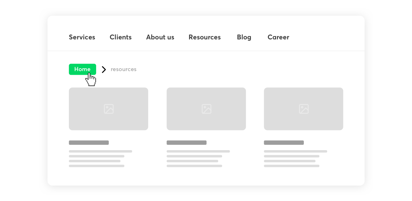 Home page navigation links
