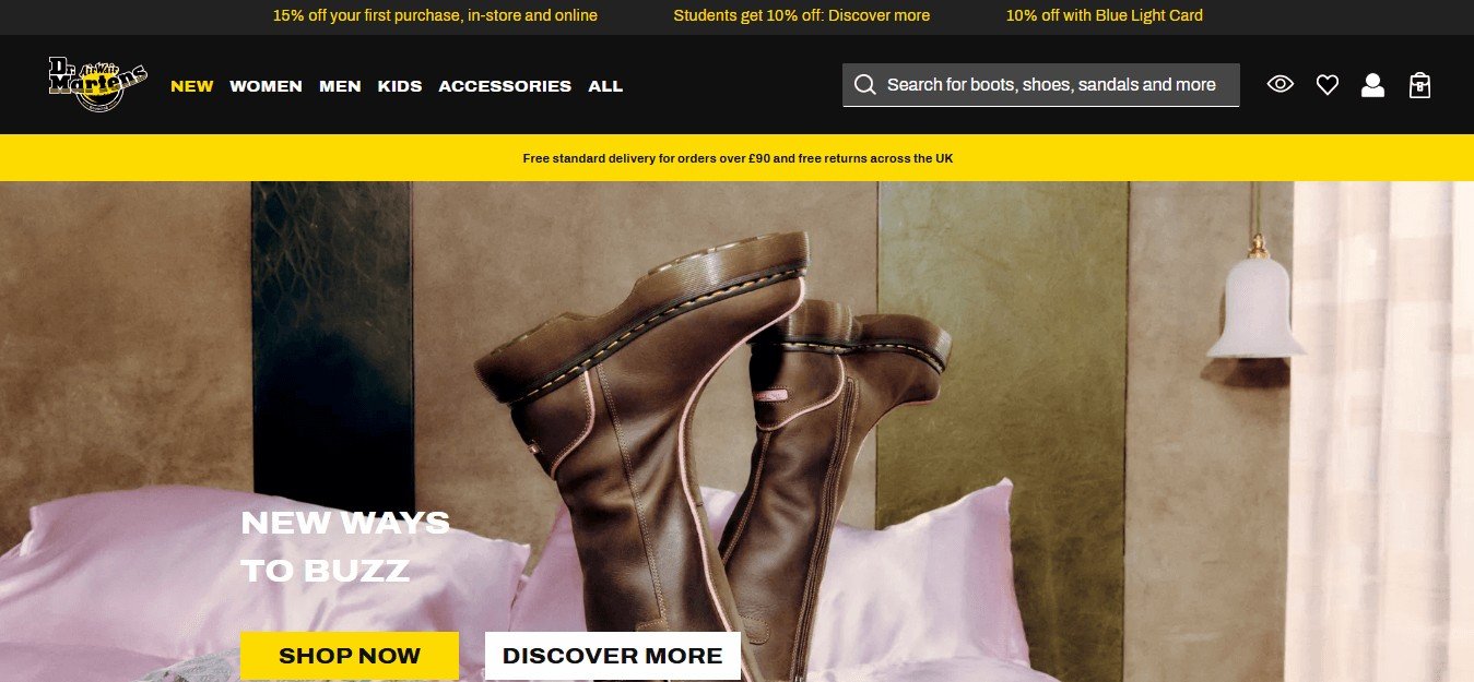 E-commerce Websites of Top Luxury Fashion Brands (Dr.Martens) - ColorWhistle