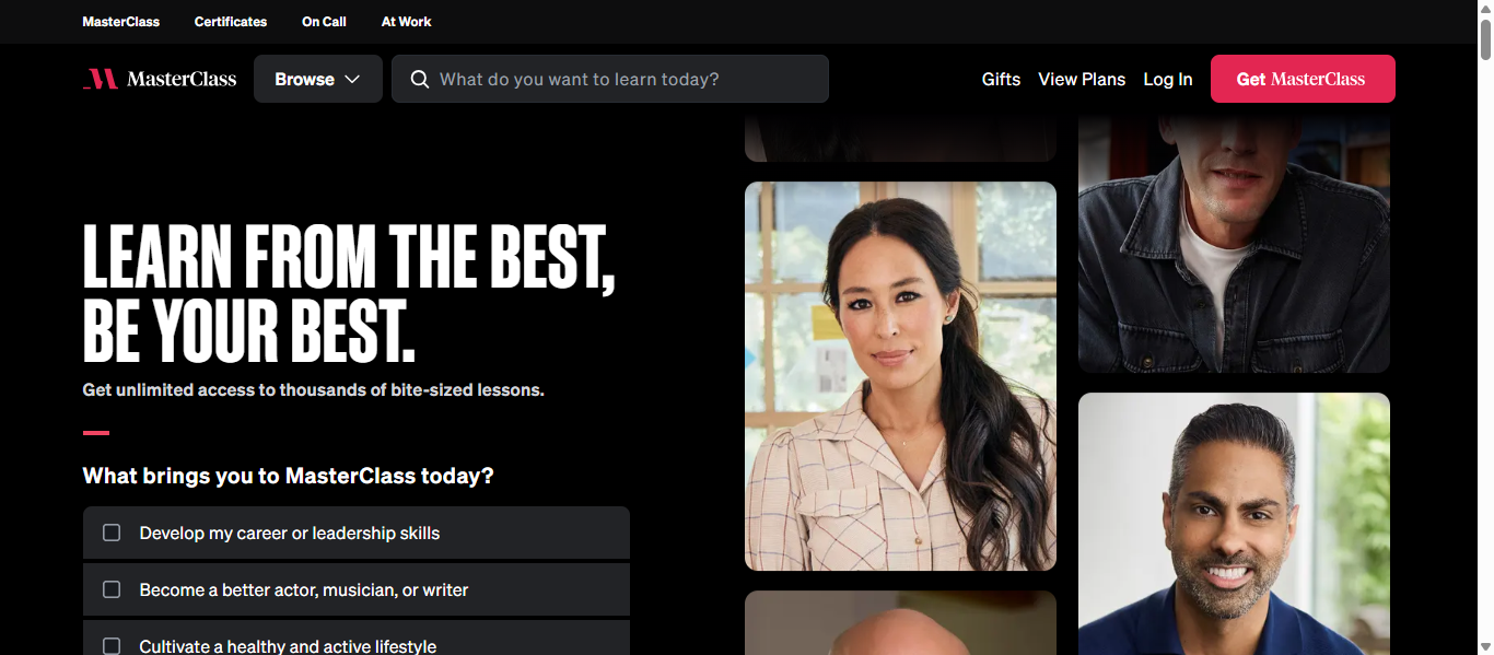 Education Membership Websites, Subscription Websites Examples (MasterClass) - ColorWhistle