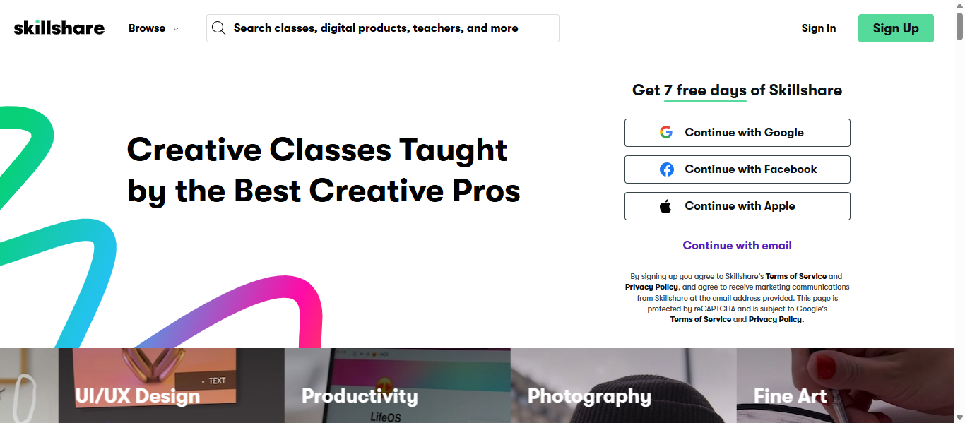 Education Membership Websites, Subscription Websites Examples (Skillshare) - ColorWhistle