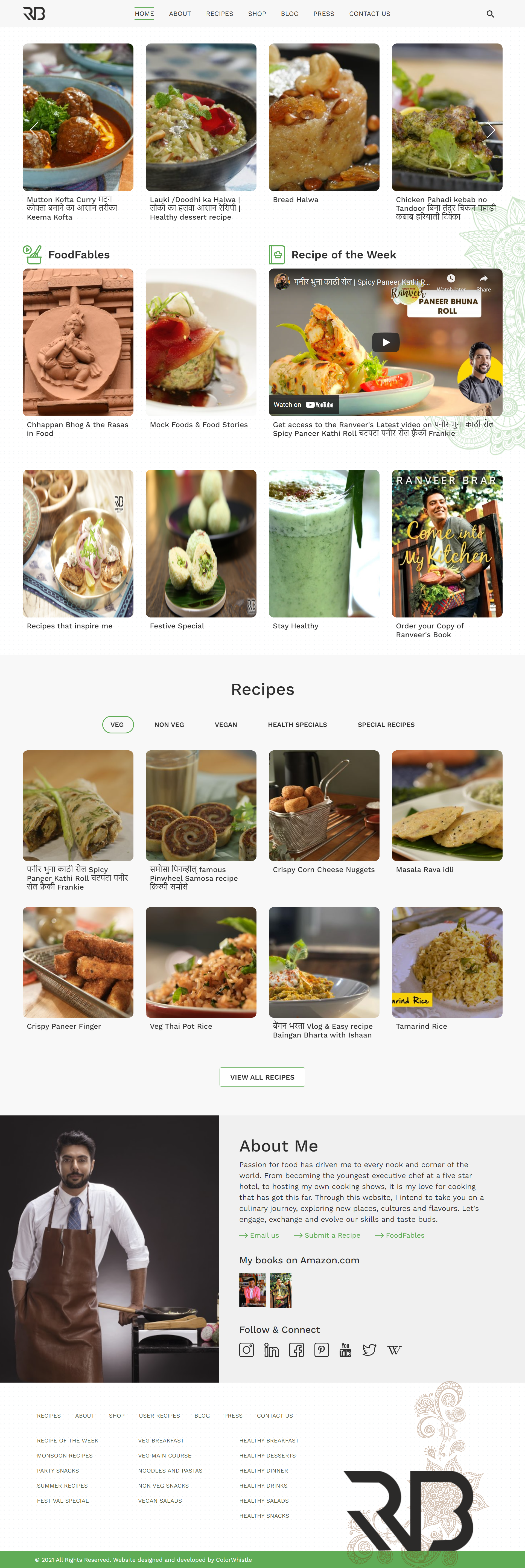 Home Page Design - Celebrity Chef Website Design & Development Using WordPress