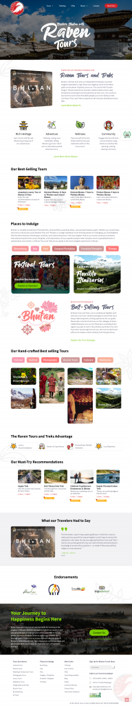 Raven Bhutan Travel and Tours Website Home Page Design