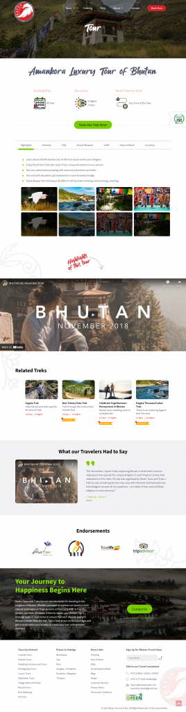 Raven Bhutan Travel and Tours Website Tours Detailed Page Design