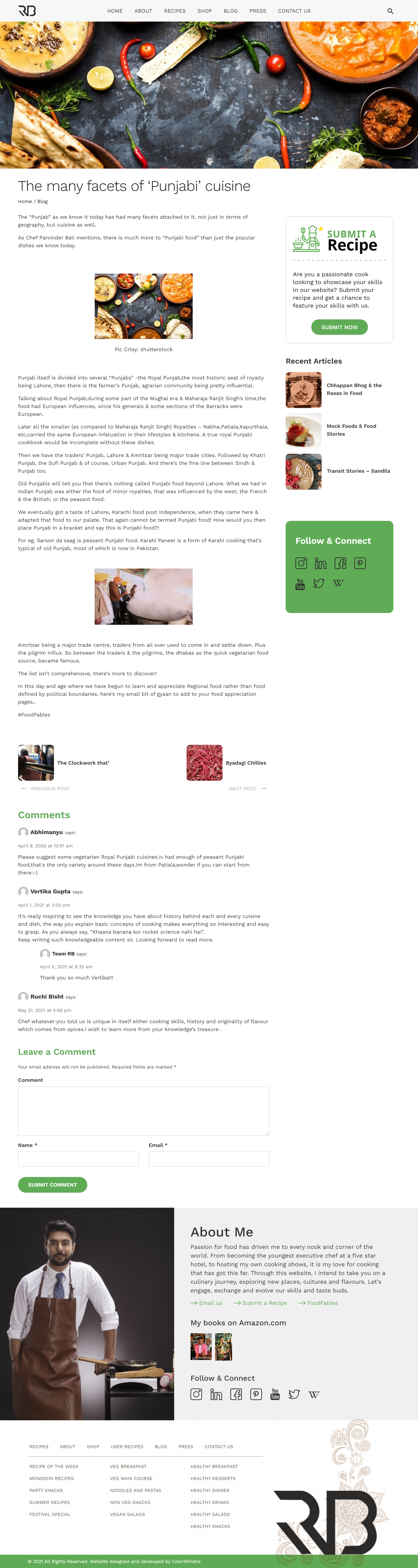 blog detailed page - Celebrity Chef Website Design & Development Using WordPress