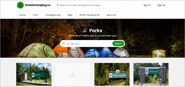 Ontario-camping-website-development-portfolio-image1