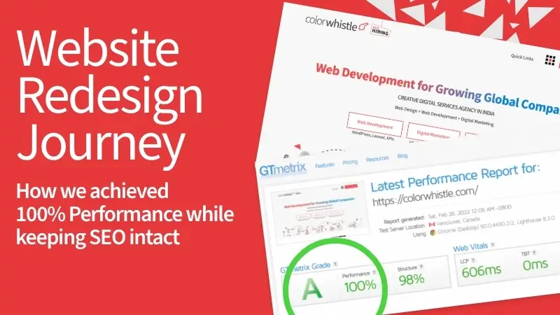 Website Redesign Journey of ColorWhistle – How We Achieved 100% Performance!