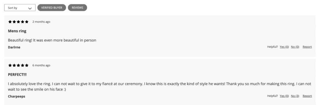 Product Testimonials in Jewelry Website Development - ColorWhistle