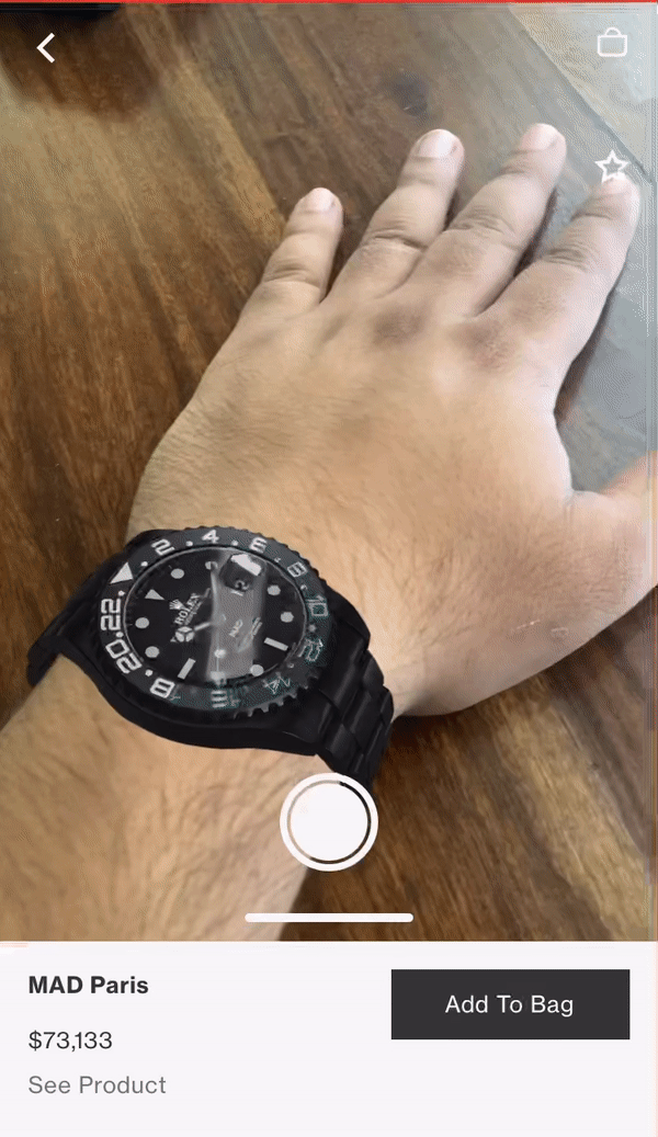 Virtual Try-on (VTO) watches example