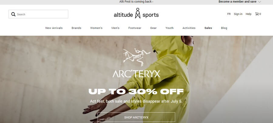 E-Commerce Marketplace Website Design Ideas  (Altitude Sports) - ColorWhistle